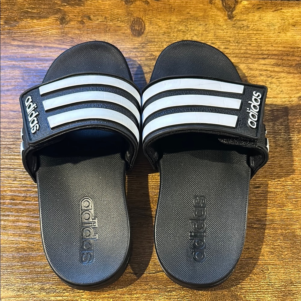 Adidas Black and White Sandals Kids size 12